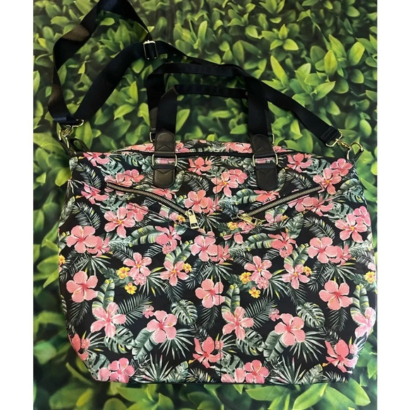MADDEN Girl Floral Tropical Hibiscus Nylon Weekender Bag, EUC - Picture 3 of 12